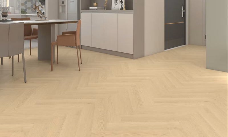 $3.89/sq. ft. ($79.12/Box)  Vinyl Herringbone Collection "PRESTIGE NATURAL" with Attached Underlayment