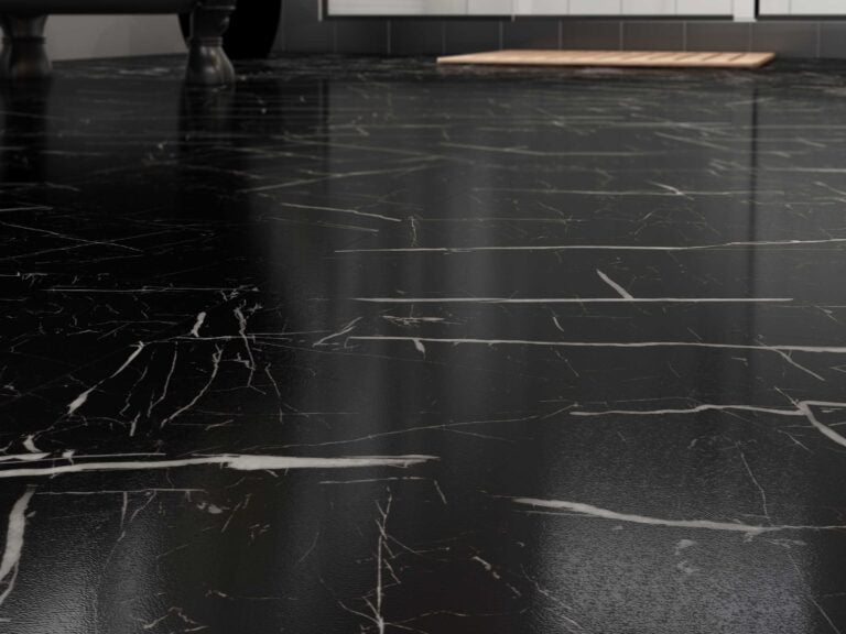$3.59/sq. ft. ($71.90/Box) Thickness 7.0 mm Vinyl Tile - Curate  "NERO MARQUINA" with Attached Underlayment