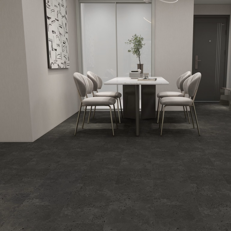 $3.69/sq. ft. ($88.56/Box)  Vinyl Tile "TERRAZZO MARENGO" with Attached Underlayment