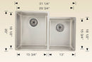 208014 Undermount Double Bowl Stainless Steel Kitchen Sink