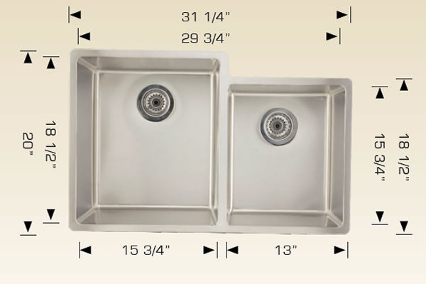 208014 Undermount Double Bowl Stainless Steel Kitchen Sink