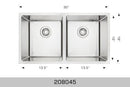 208045 Undermount Double Bowl Stainless Steel Kitchen Sink
