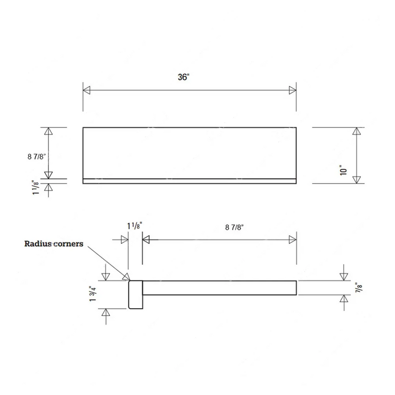 STAIR TREAD SOLID OAK ST101 36”*10”*7/8” Square Edge With the Return Close
