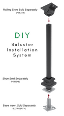 STAIR BALUSTER  PT132D44B 1/2″SQ. DOUBLE COLLAR TUBULAR PICKET 44″ – SATIN BLACK