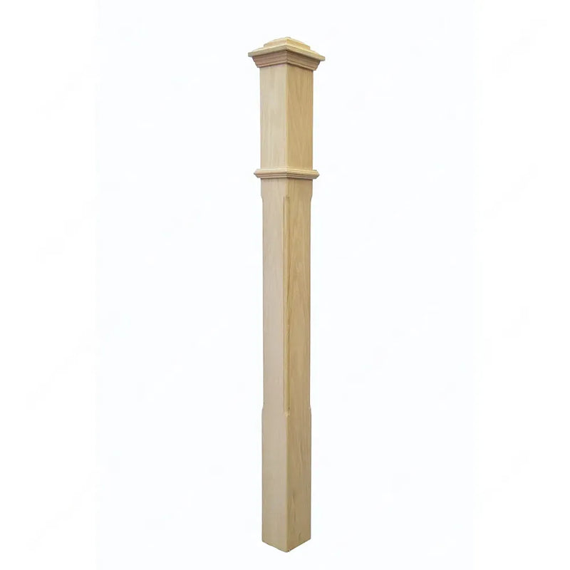 STAIR NEWEL POST PF102 F2 Chamfer 3 1/2” Red Oak