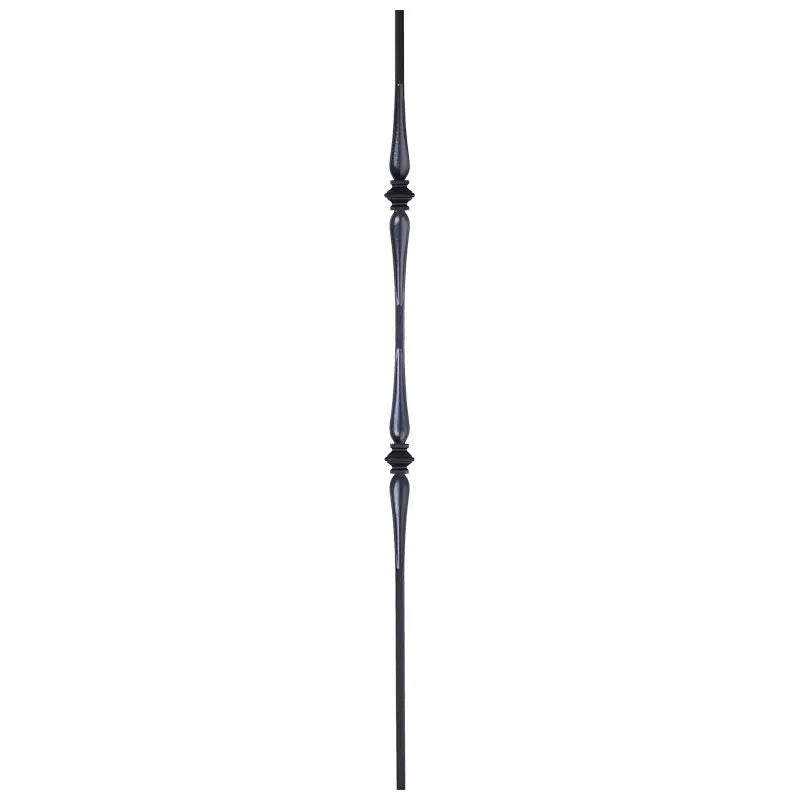 STAIR BALUSTER  PT132D44B 1/2″SQ. DOUBLE COLLAR TUBULAR PICKET 44″ – SATIN BLACK