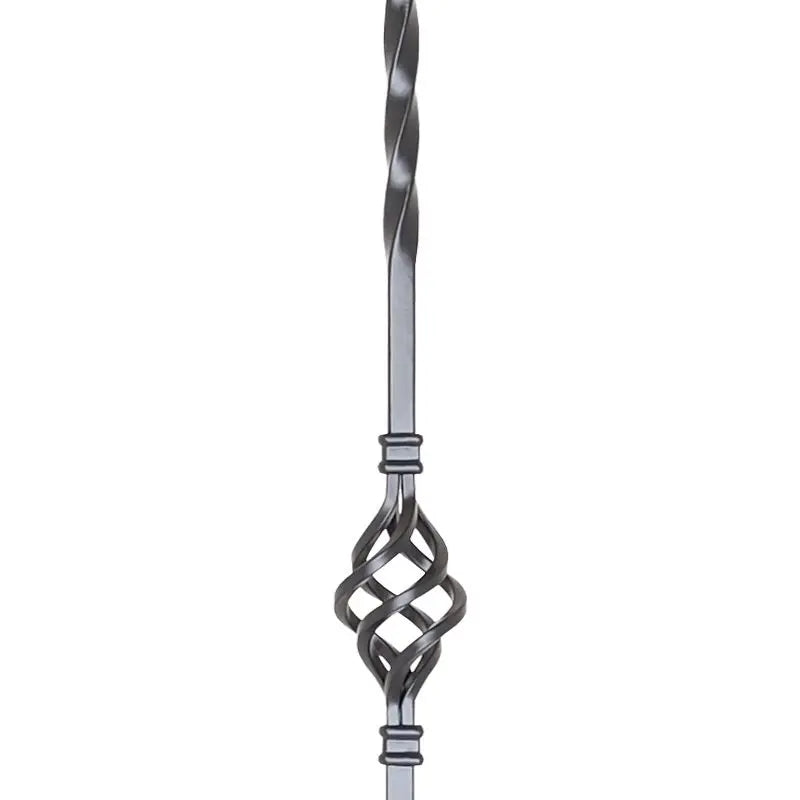 STAIR BALUSTER PT48144B 1/2″SQ. TUBULAR PICKET WITH DOUBLE BASKET & SINGLE TWIST 44″ – SATIN BLACK