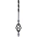 STAIR BALUSTER  PT48244B 1/2″SQ. TUBULAR PICKET WITH SINGLE BASKET & DOUBLE TWIST 44″ – SATIN BLACK