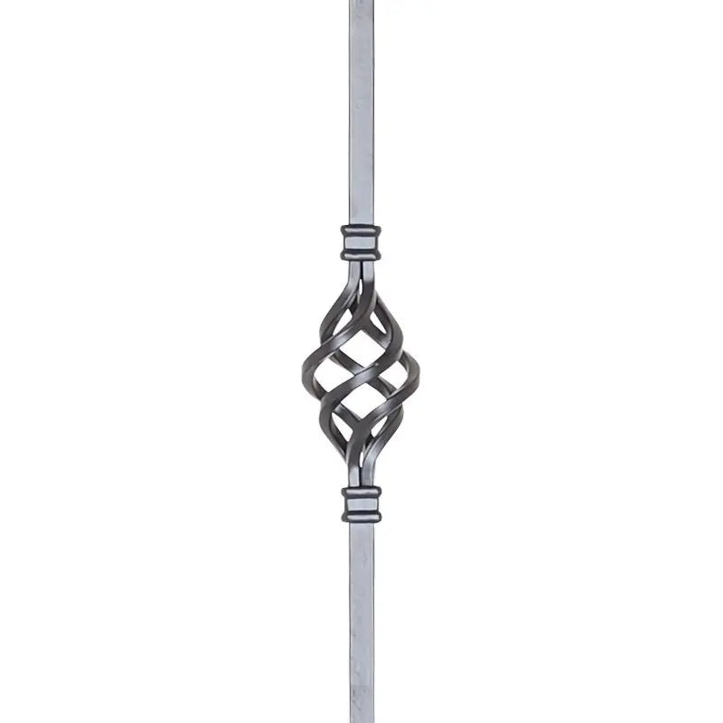 STAIR BALUSTER  PT48A144B 1/2″SQ. DOUBLE BASKET TUBULAR PICKET 44″ – SATIN BLACK