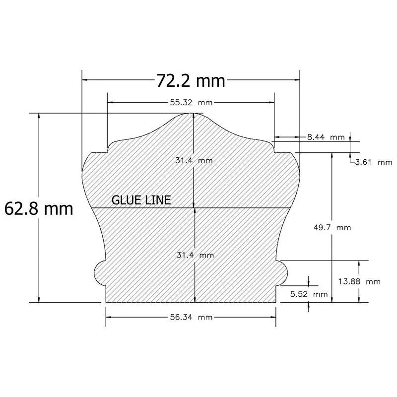 WHHMC278212 COLONIAL HARD MAPLE HANDRAIL 2 7/8″ X 2 1/2″ X 12 FT.