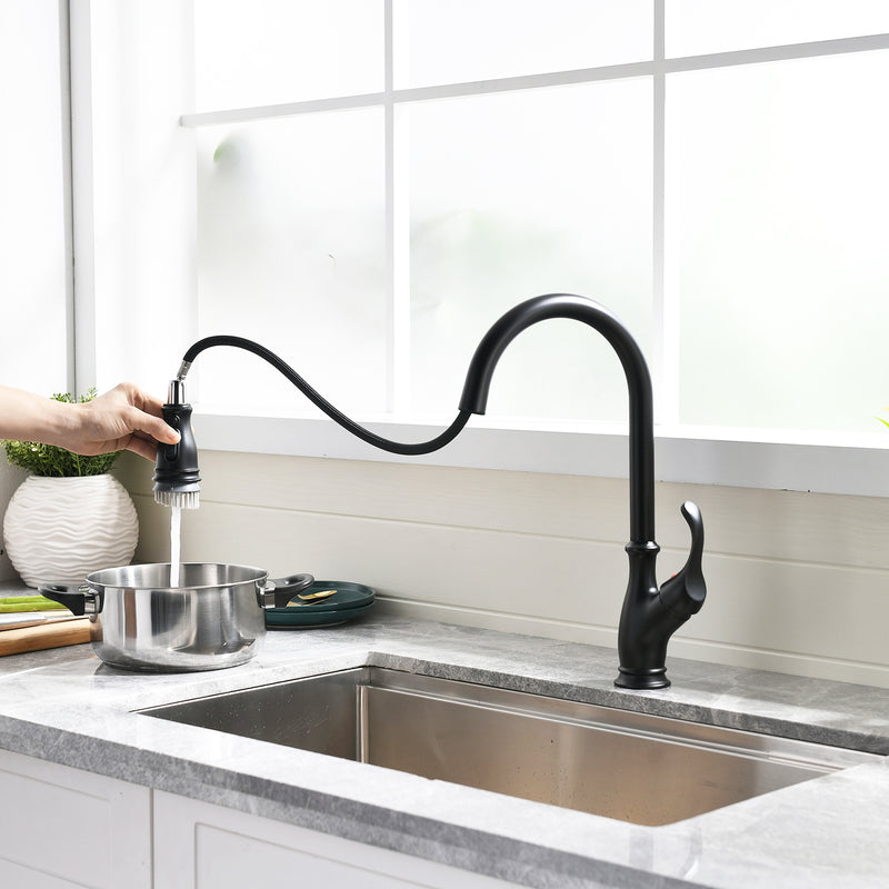 Black Single-Handle Kitchen Faucet 1176-33B