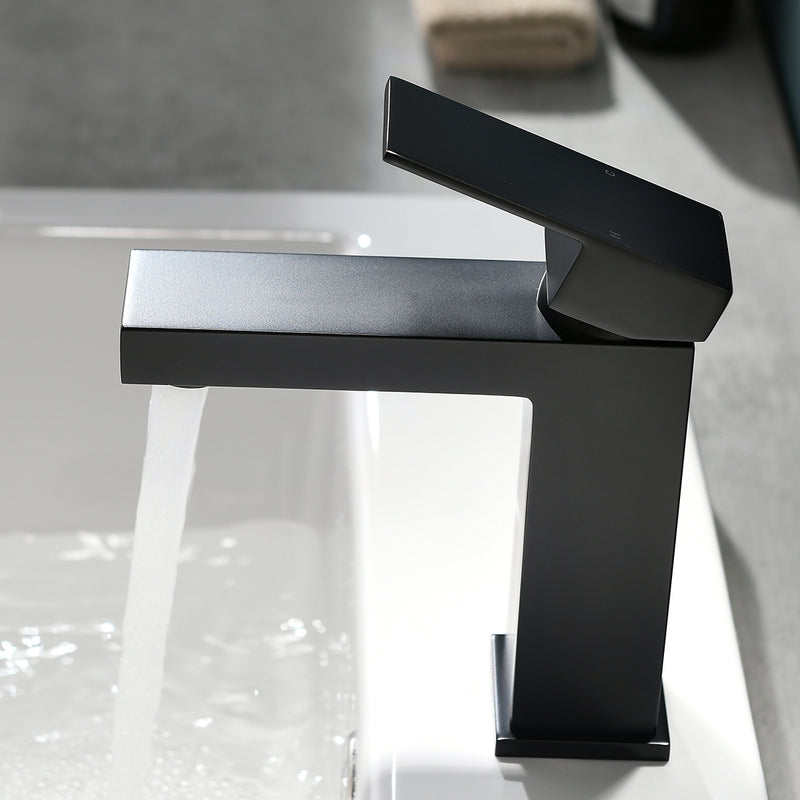 Black 1 Hole Single-Handle Bathroom Faucet 1181-11B