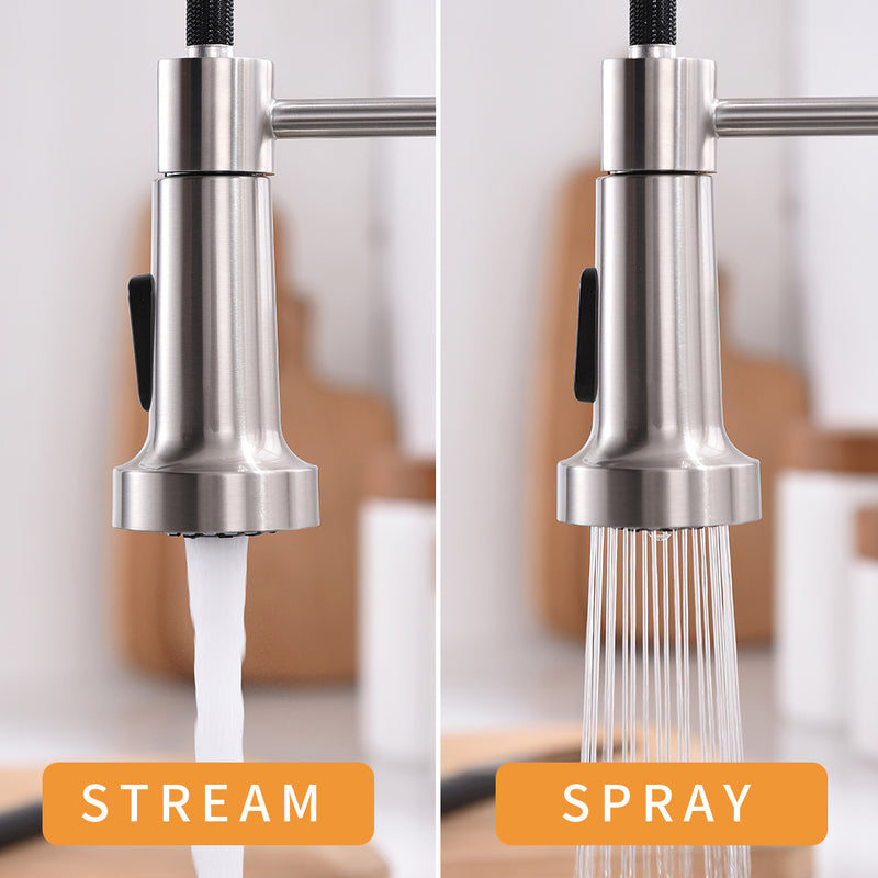 Brushed Nickel Single-Handle Kitchen Faucet IS1252-33N-1D-1