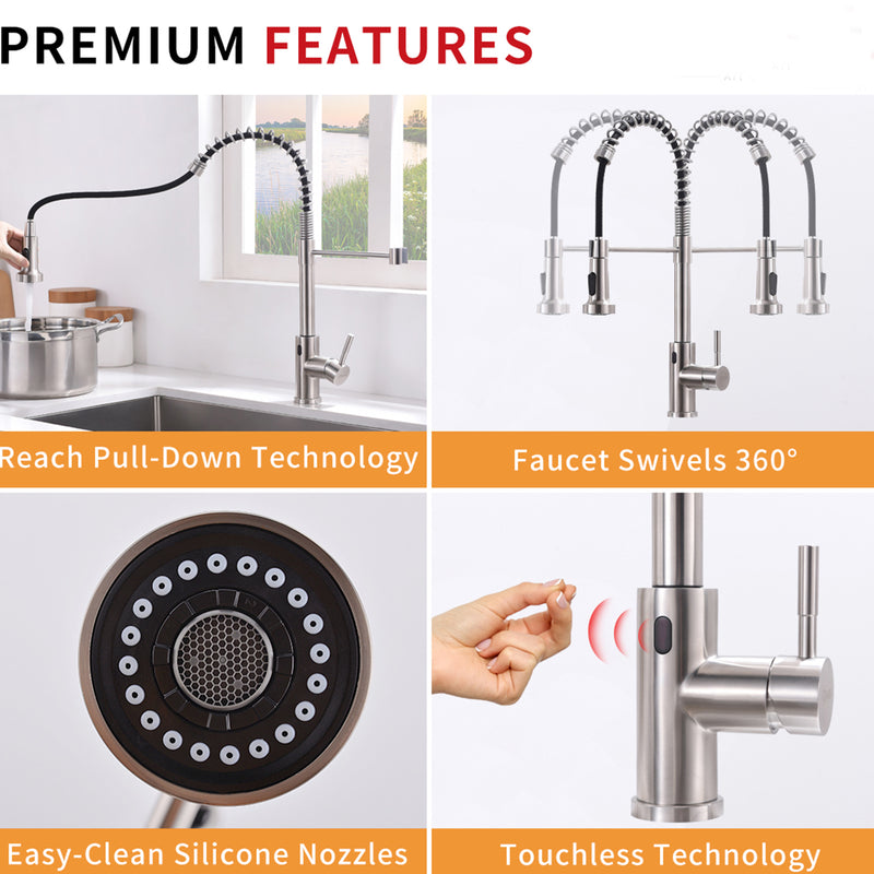 Brushed Nickel Single-Handle Kitchen Faucet IS1252-33N-1D-1