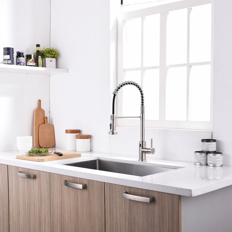 Brushed Nickel Single-Handle Kitchen Faucet IS1252-33N-1D-1